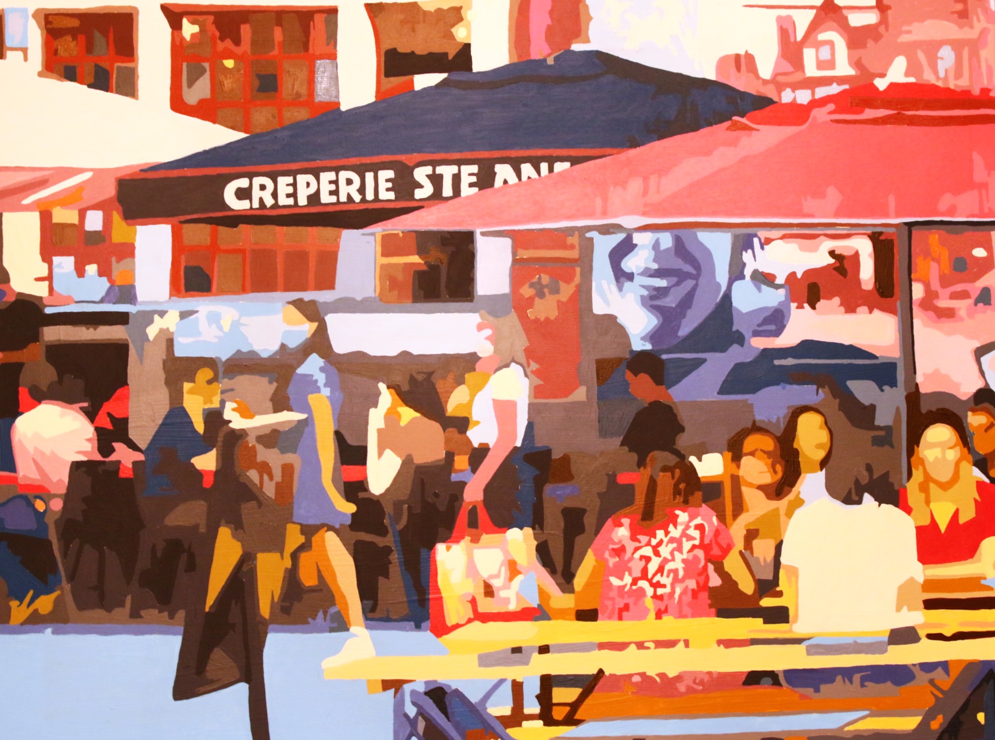 La Crêperie Sainte-Anne à Rennes, acrylique sur toile d’Éric Gendreau