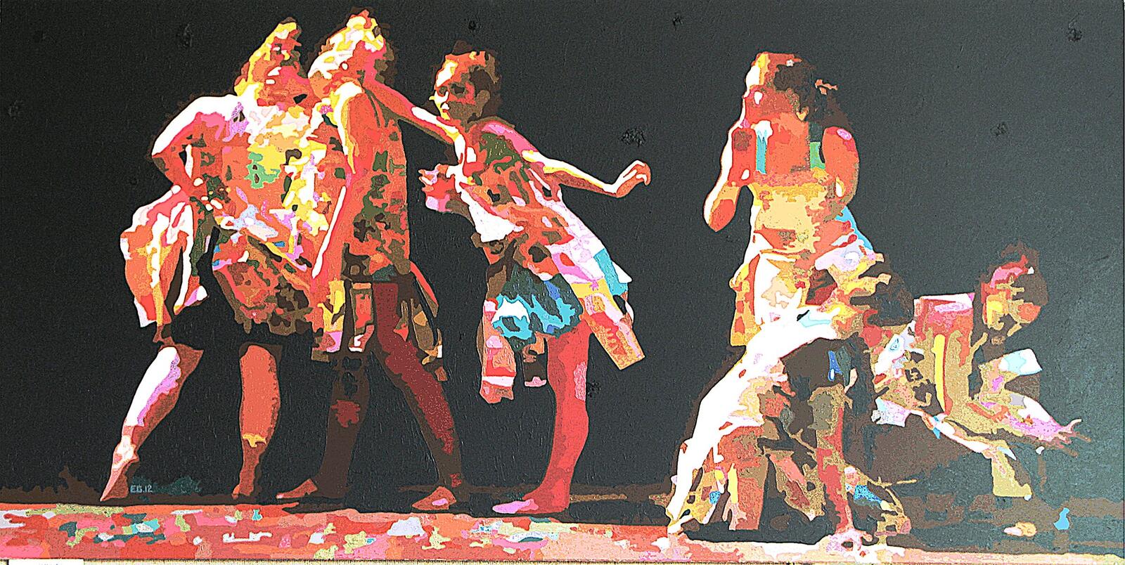 Les Six danseuses, acrylique sur toile